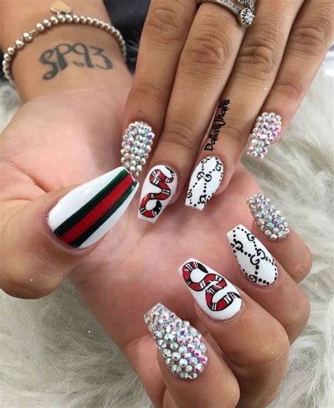 gucci nail art designs|gucci nails with diamonds.